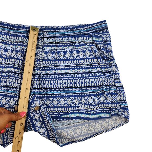 Old Navy Shorts Womens XL Blue White Geometric Boho Pull On Elastic Waist Beads - Picture 9 of 11